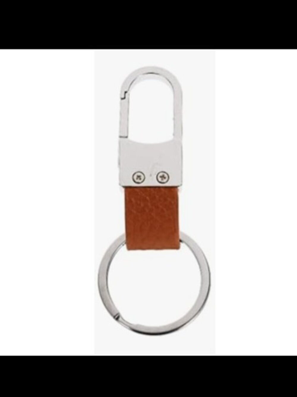 Carabiner Keychain Ring with Vegan Leather Brown Strap